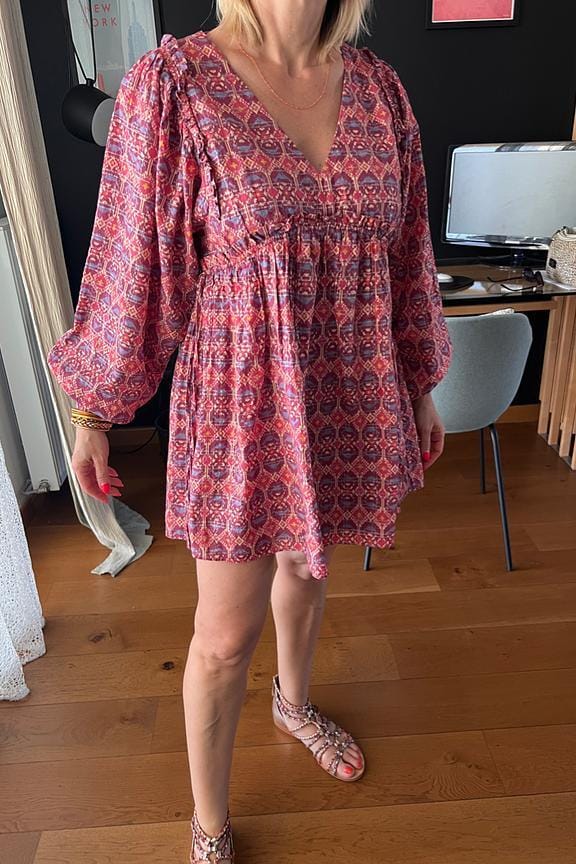 Robe rouge a motif Sandro · Sandro · taille XS · Robe · à louer